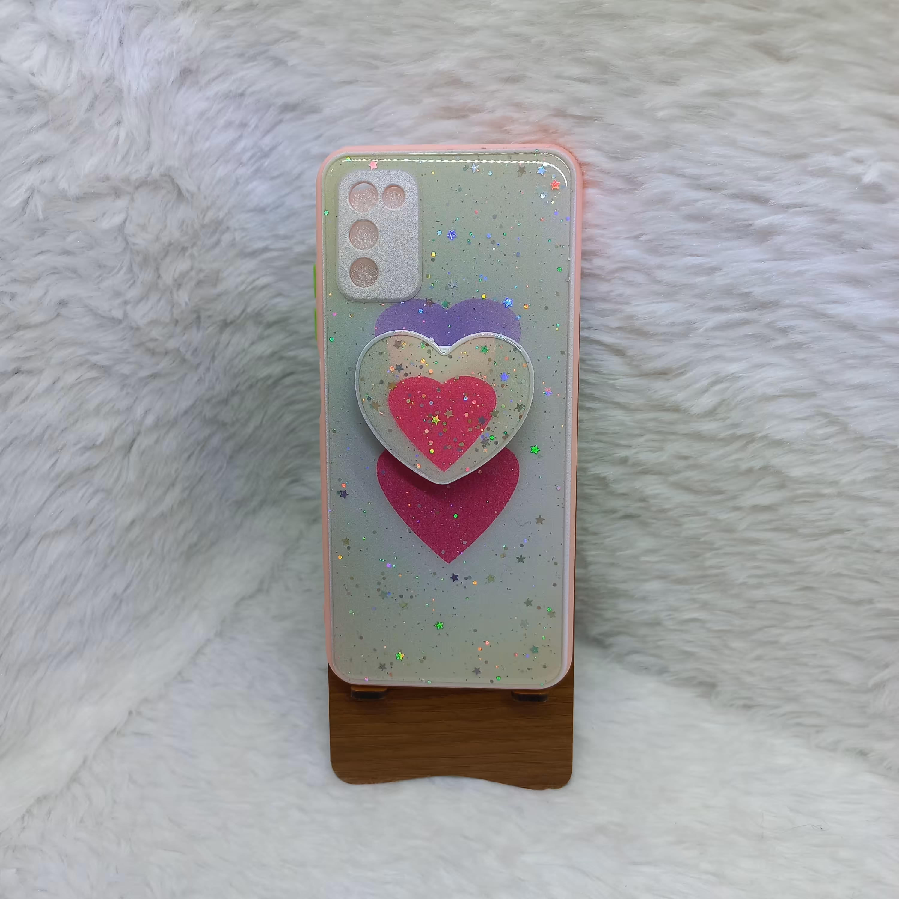 گارد دخترانه فانتزی A03s مدل رزین با پاپ سوکت مناسب گوشی سامسونگ A03s طرح قلب