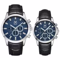 ست ساعت مچی عقربه ای زنانه و مردانه اوبلاک مدل 72697 رنگ استیل صفحه سورمه ای