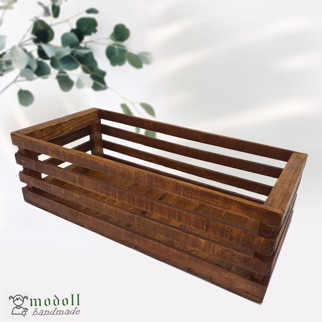 ارگانایزر  کنار گازی و جعبه هدیه چوبی تمام نراد دست ساز رنگ شکلاتی کد 04  