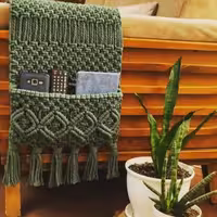 شال مبل  مکرومه  جیب دار    طرح لوزی