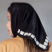 مینی اسکارف مشکی خامه دوزی شده