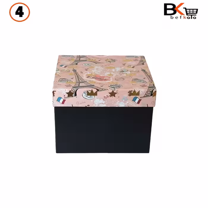 باکس کادویی مربعی طرح پاریس سایز متوسط سایز 4 کد 47