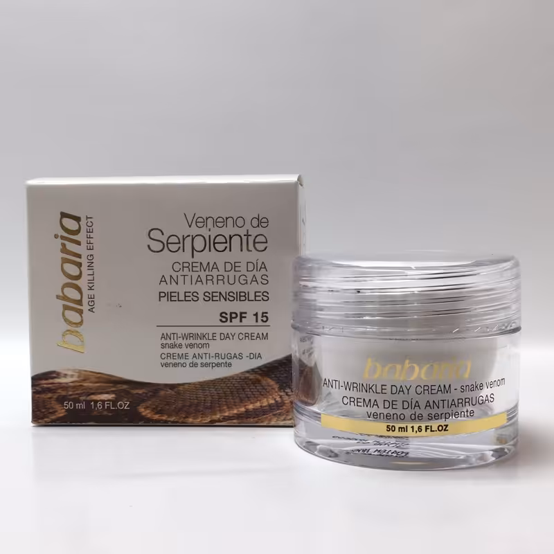 کرم مرطوب کننده و ضدچروک صورت مار حاوی ضد آفتاب SPF15 باباریا  BABARIA 50ML