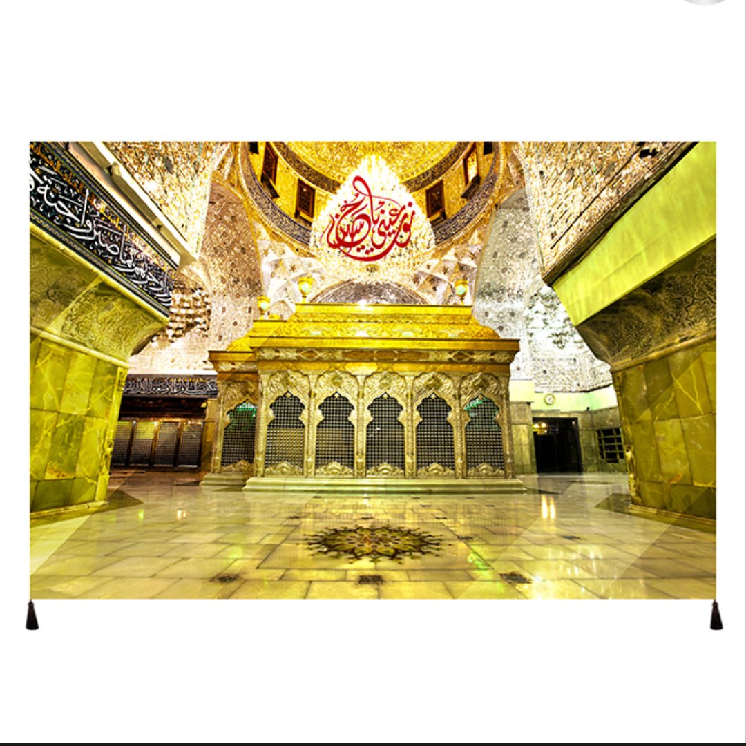 پرچم طرح ضریح مطهر امام حسین سایز 100در 140جنس مخمل