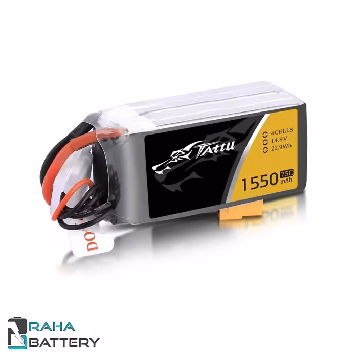 باتری لیتیوم پلیمر 4 سل Tattu 1550mAh 75C