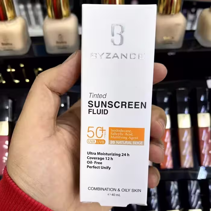 20ضد افتاب رنگی بیزانس تحت لیسانس فرانسه Spf 50 Natural beige (20) پوست چرب و مختلط ماندگاری 12 ساعته بصورت مات روی پوست | amazonchi