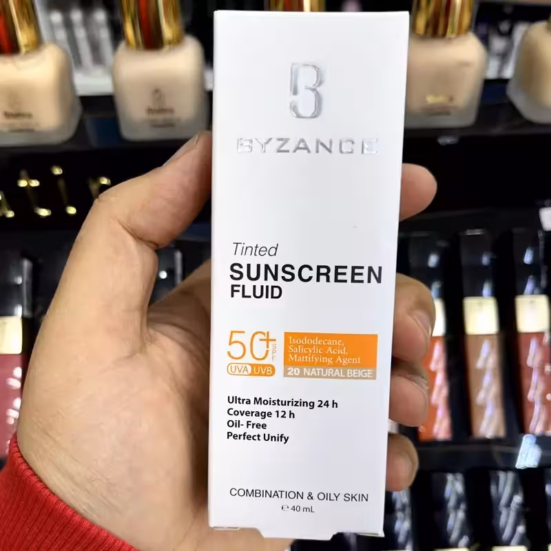20ضد افتاب رنگی بیزانس تحت لیسانس فرانسه Spf 50 Natural beige (20) پوست چرب و مختلط ماندگاری 12 ساعته بصورت مات روی پوست | amazonchi