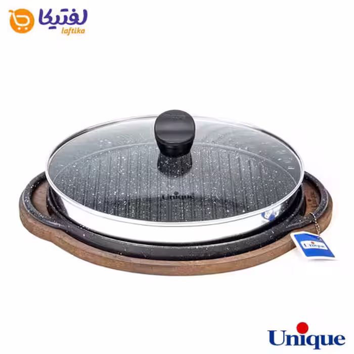تابه گریل چدنی یونیک بیضی 34 سانتیمتری (سینی چوبی) UN-6019