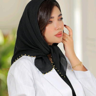 مینی اسکارف اسلپ مرواریدی روسری مرواردیدی روسری مشکی روسری کوتاه