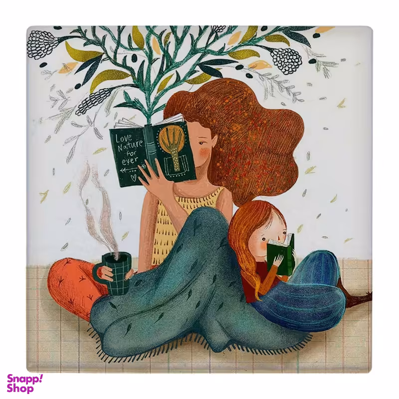 زیر لیوانی طرح مادر و دختر کتابخوان کد 4793730_3500