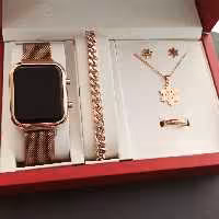 ساعت دستبند نیمست و حلقه استیل زرگلد