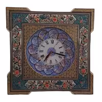 ساعت چهارگوش خاتم کاری  طرح گل و مرغ کد 145