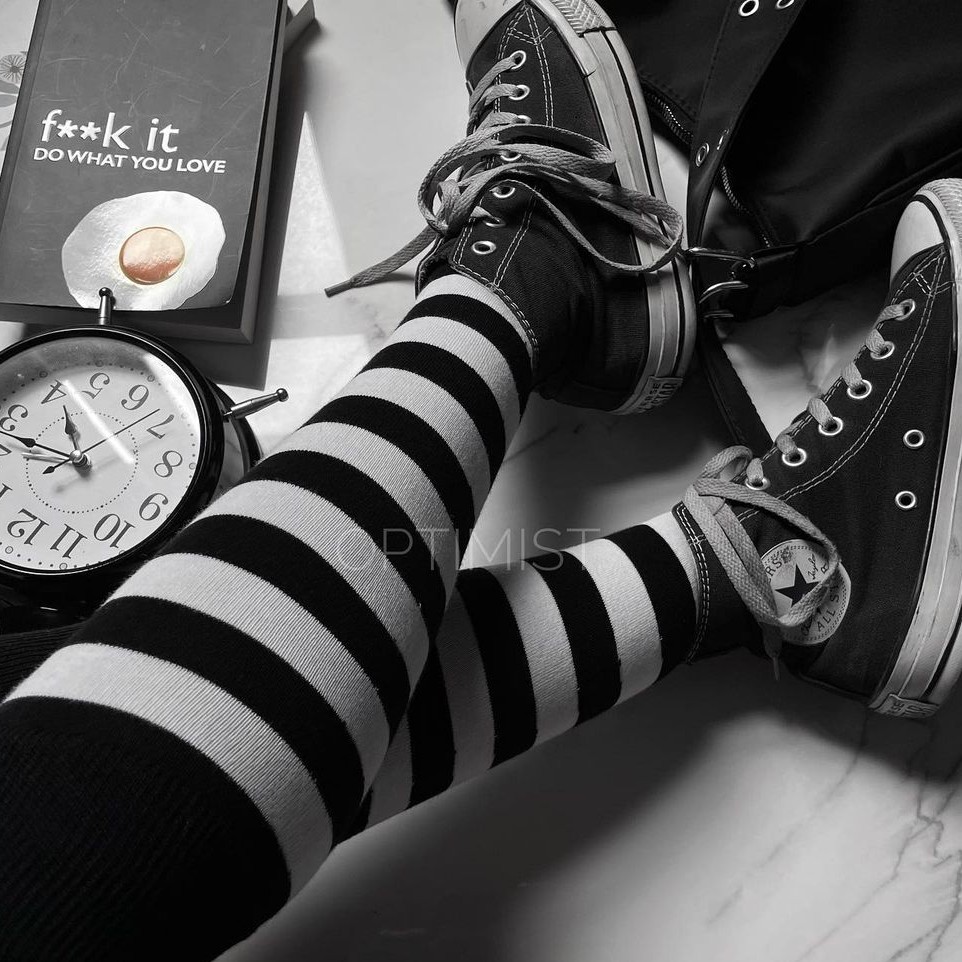 جوراب زیرزانو رینگی سفید مشکی نخ پنبه فری سایز