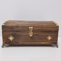 صندوقچه چوبی پایه فلزی قفل اویزدار رنگ قهوه ای(خریدمستقیم از تولیدکننده)