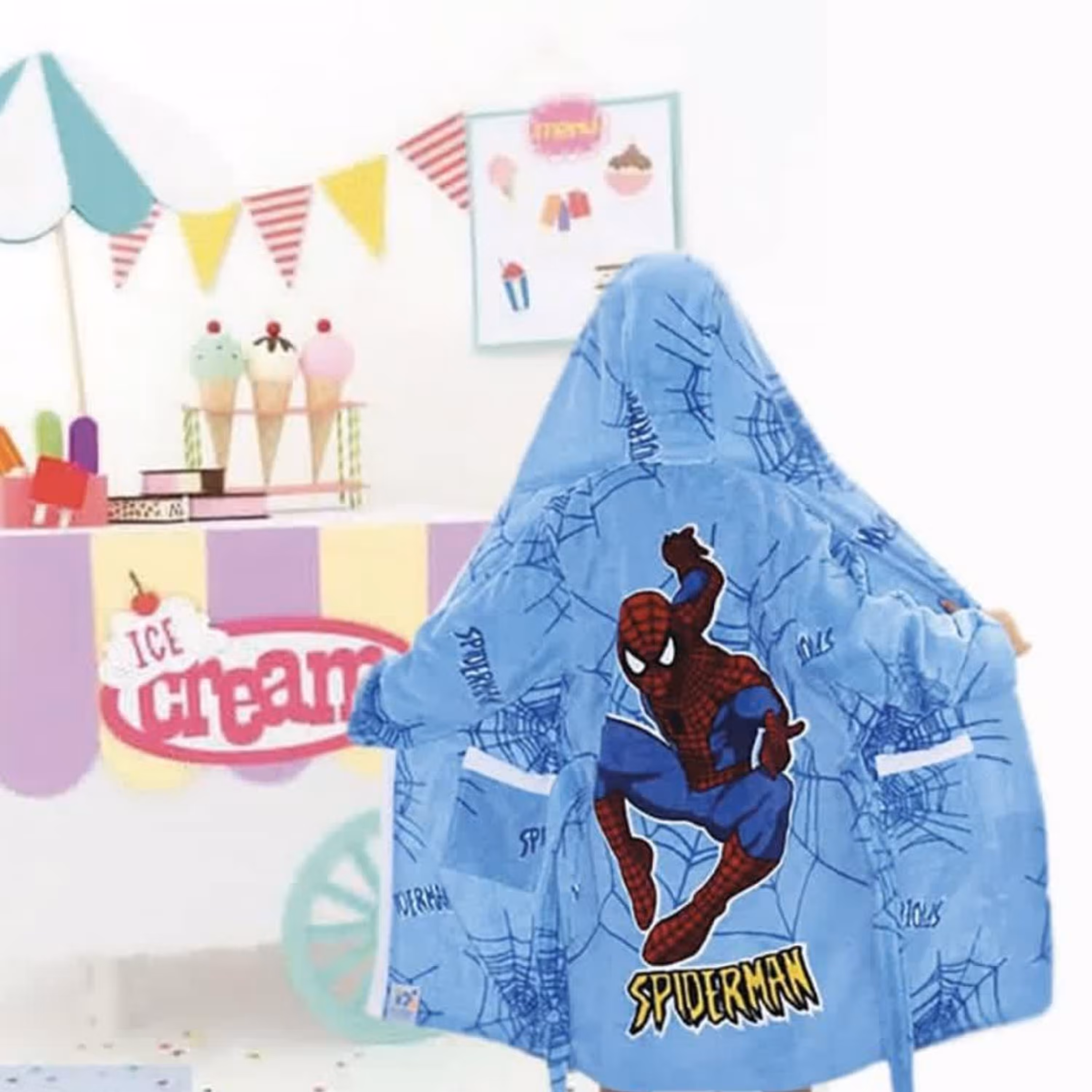 حوله تنپوش کودک پودایران طرح مرد عنکبوتی سایز 100 (100درصد پنبه) ضد حساسیت