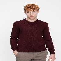 پلیور قرمز مردانه یقه دوچرخه پایه تیره FIT MOLD Morven