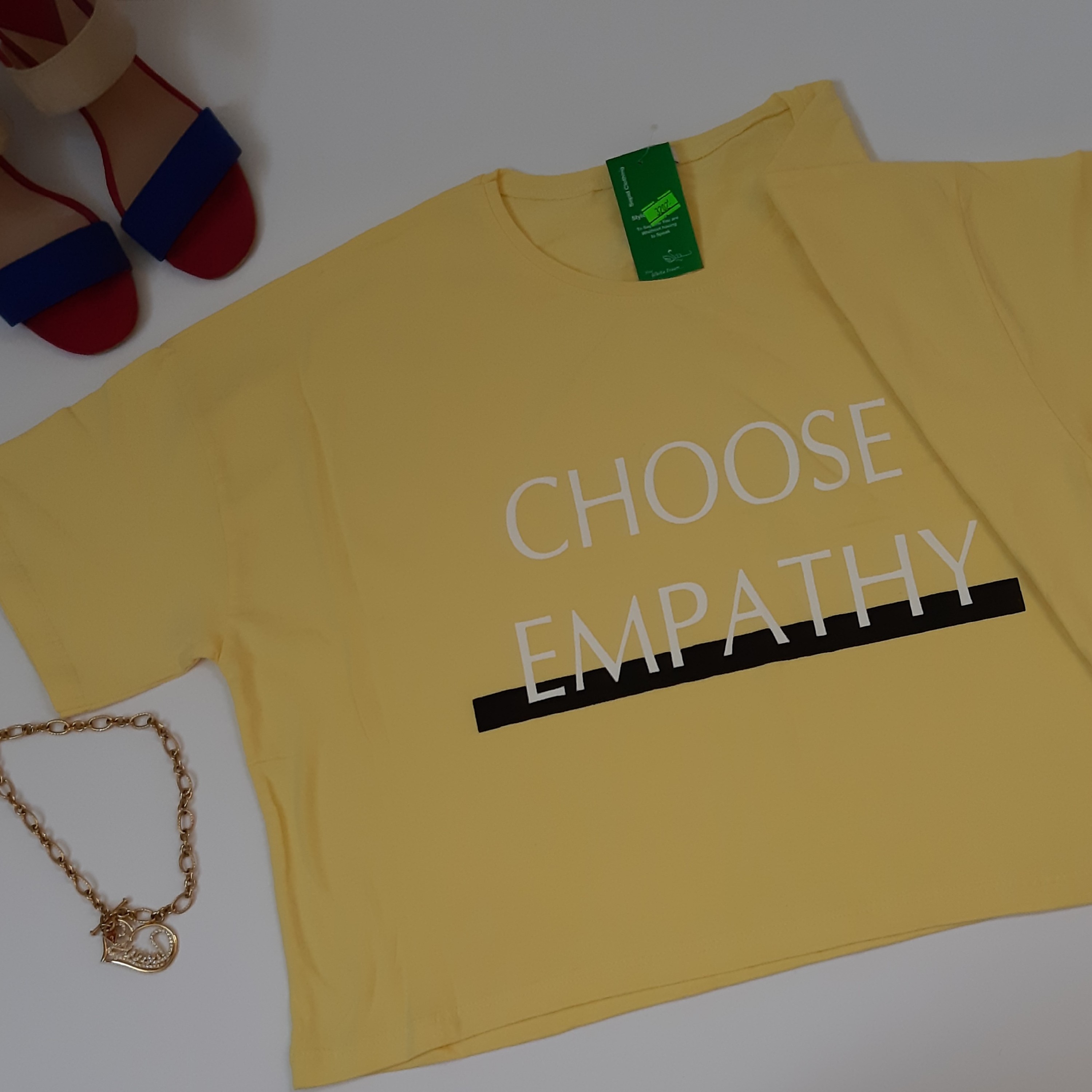 کراپ زنانه دخترانه مدل لش یقه گرد فری سایز مدل choose empathey