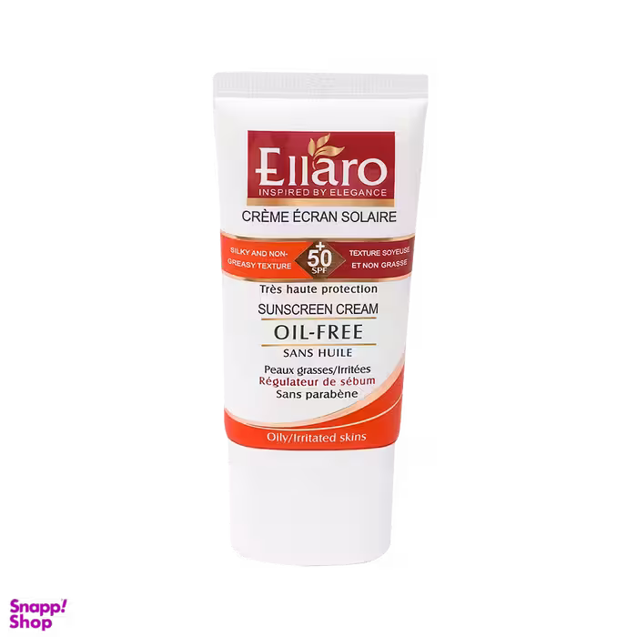 کرم ضد آفتاب فاقد چربی الارو (Ellaro) با +SPF50 بی رنگ حجم 40 میلی‌لیتر