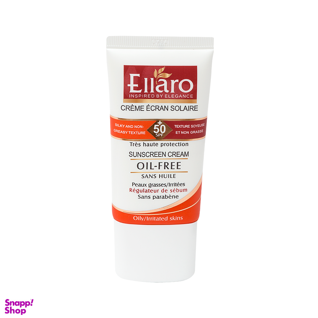 کرم ضد آفتاب فاقد چربی الارو (Ellaro) با +SPF50 بی رنگ حجم 40 میلیلیتر