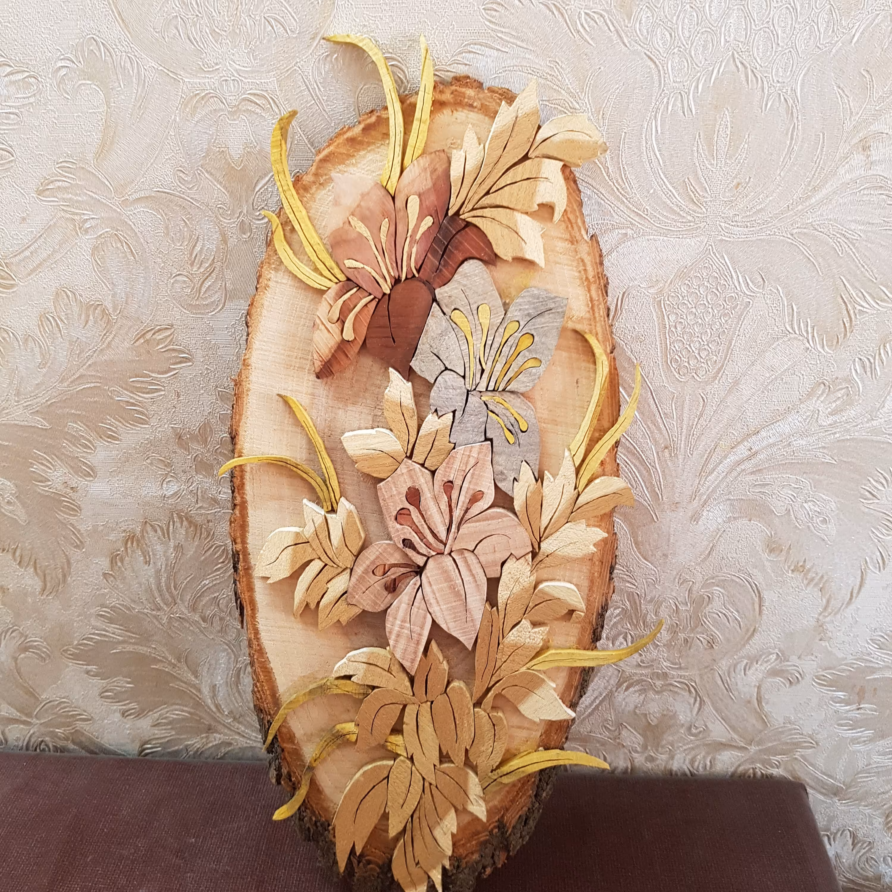 تابلو معرق چوب طرح گل