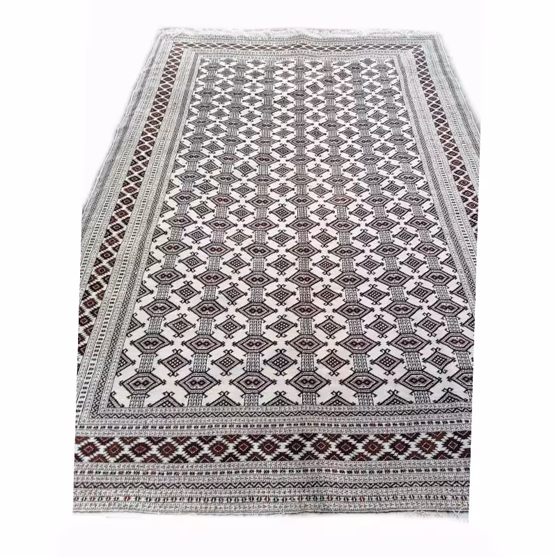 قالی ترکمنی 6متری دستباف - چله ابریشم - کد 2/94