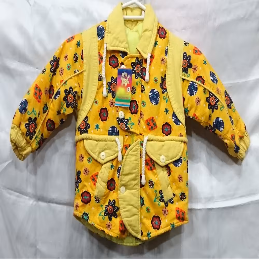 کاپشن دخترانه کلاه دار زیبا (رنگ زرد)