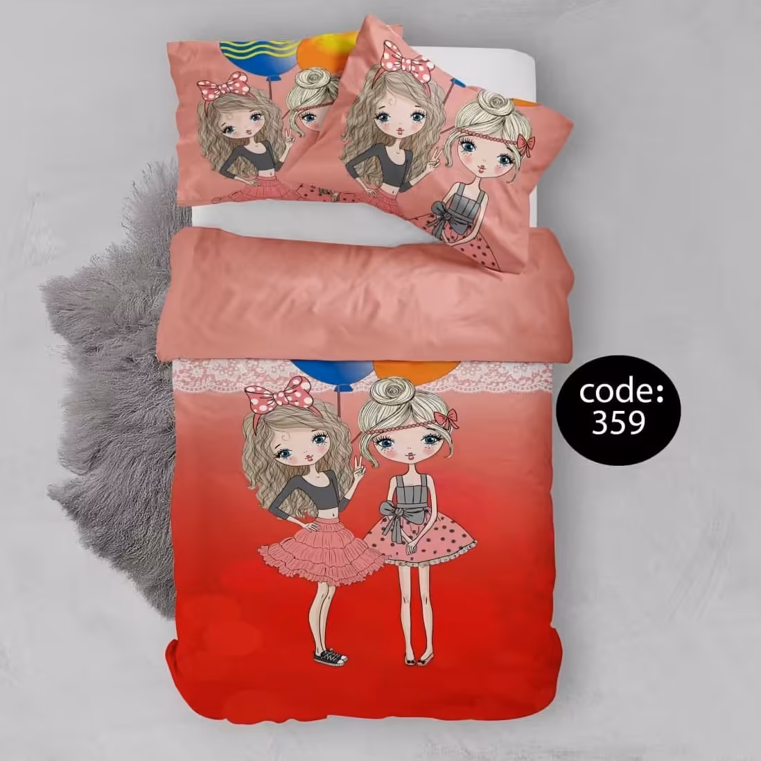 سرویس  روتختی تکنفره 4تکه چاپی قابل ست با پرده با انتخاب جنس پارچه کد359