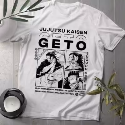 تیشرت سفید اسپان طرح انیمه ای