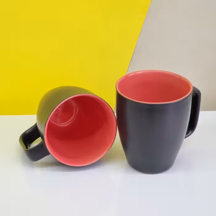 ماگ چینی دو رنگ گلبهی