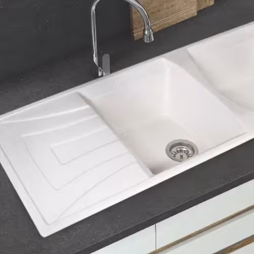 سینک گرانیتی مدل پروانه رنگ سفید  ساده پی کرایه 