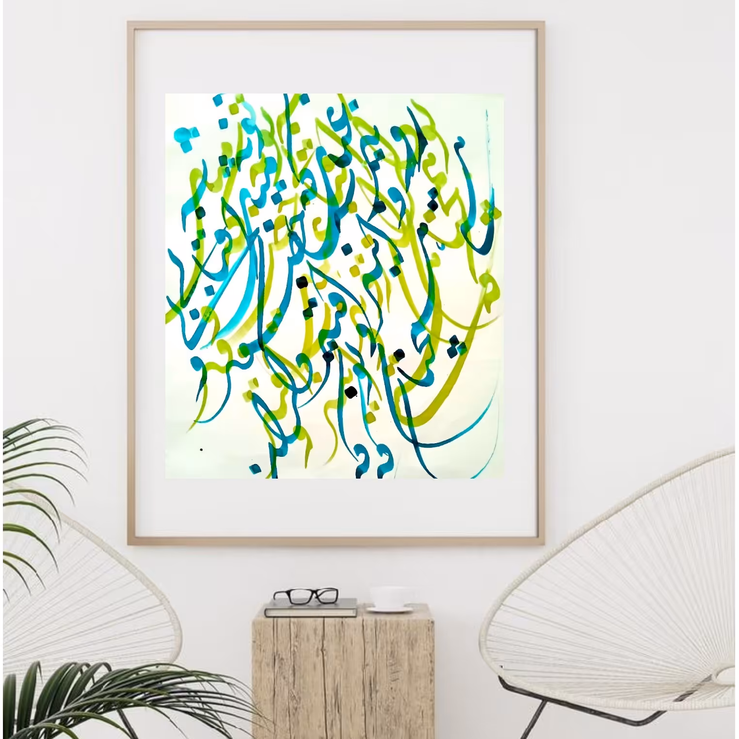 تابلو خوشنویسی نستعلیق سیاه مشق با قاب. هنر دست