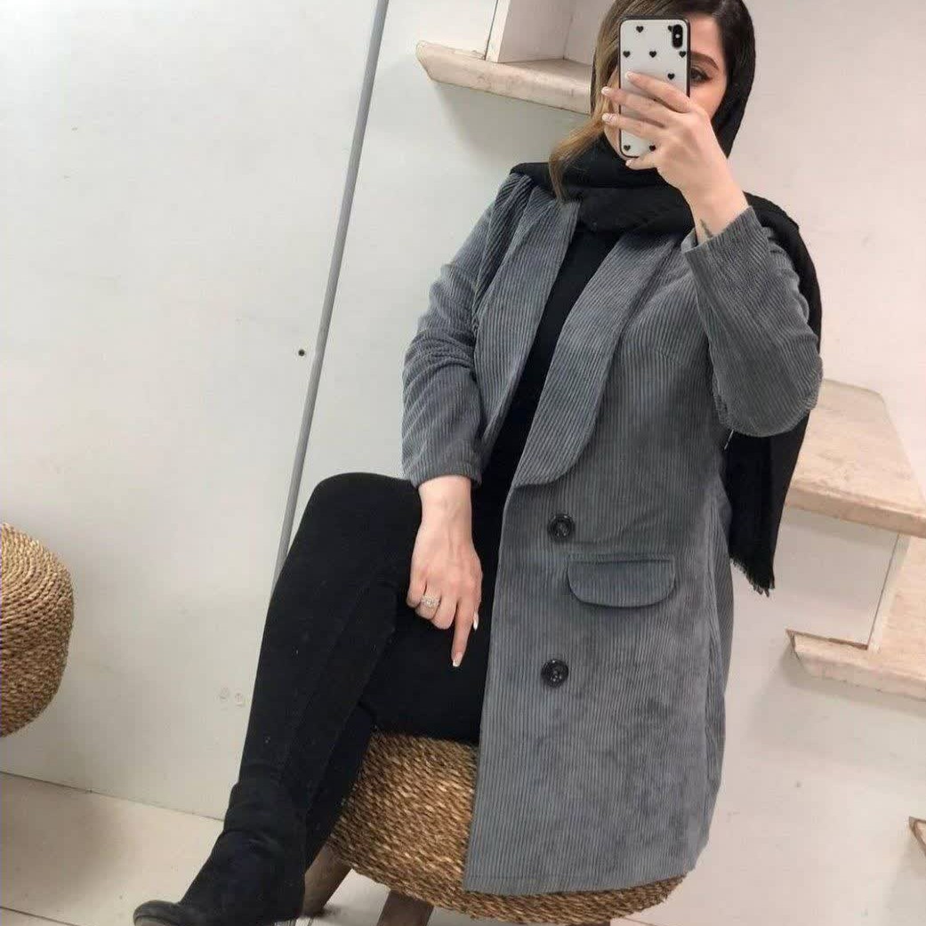مانتو مخمل کبریتی ریز
