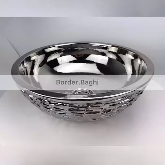 کاسه روشویی  مدل نقره ای موج دار گرد