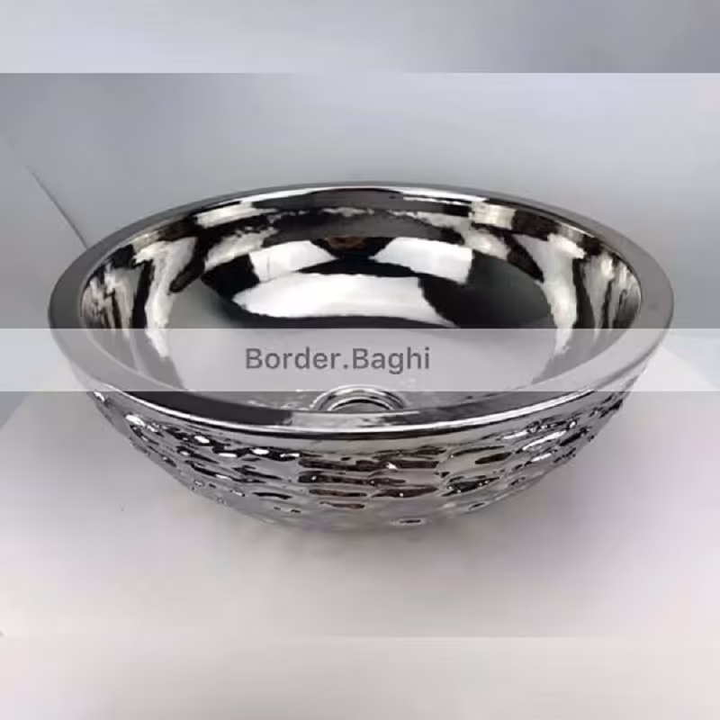 کاسه روشویی  مدل نقره ای موج دار گرد