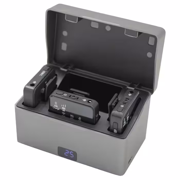 میکروفن ‌بی‌سیم دوکاربره M2 دارای کیس شارژ ( کابل اتصال آیفون و اندروید)