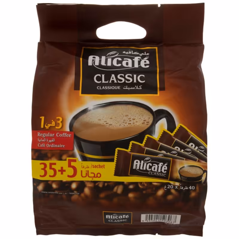 کافی میکس علی کافی کلاسیک 3 در1   بسته بندی 40 عددی