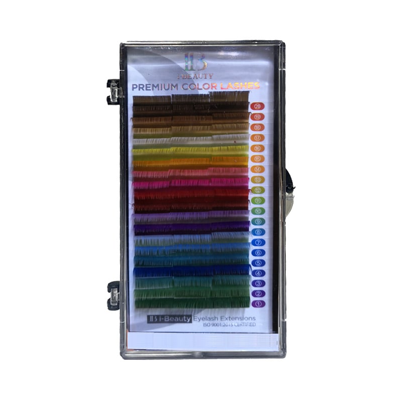 پالت مژه اکستنشن والیوم رنگی آی بی IB سایز میکس 12/13/14 ضخامت 0.10 فر D - فروشگاه میرکمالی