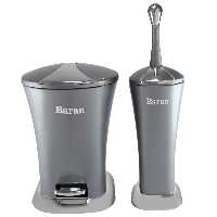 ست سطل زباله و فرچه باران رنگ طوسی