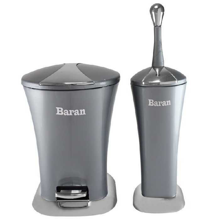 ست سطل زباله و فرچه باران رنگ طوسی