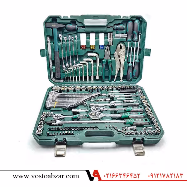 مجموعه جعبه ابزار و بکس 146 عددی باس مدل Bs-146(سبز)