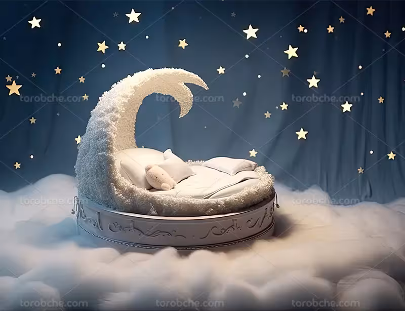 بک دراپ کودک با ستاره و ماه | گرافیک با طعم تربچه