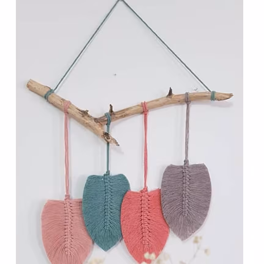 برگ مکرومه رنگی دست بافت