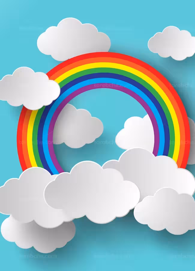 وکتور رنگین کمان و ابرهای سفید - گرافیک با طعم تربچه