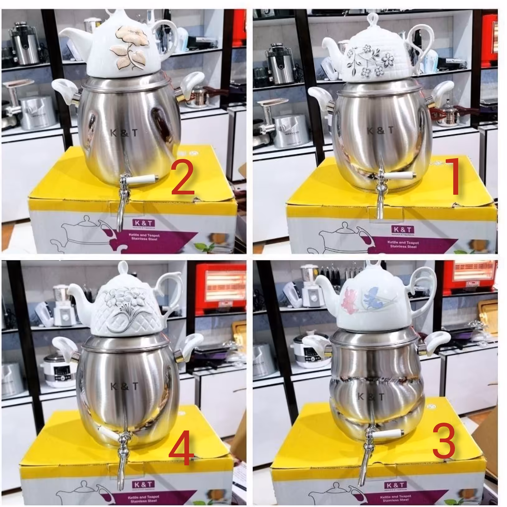 کتری قوری شیر دار استیل کف چدن مارک کی تی. 5لیتر