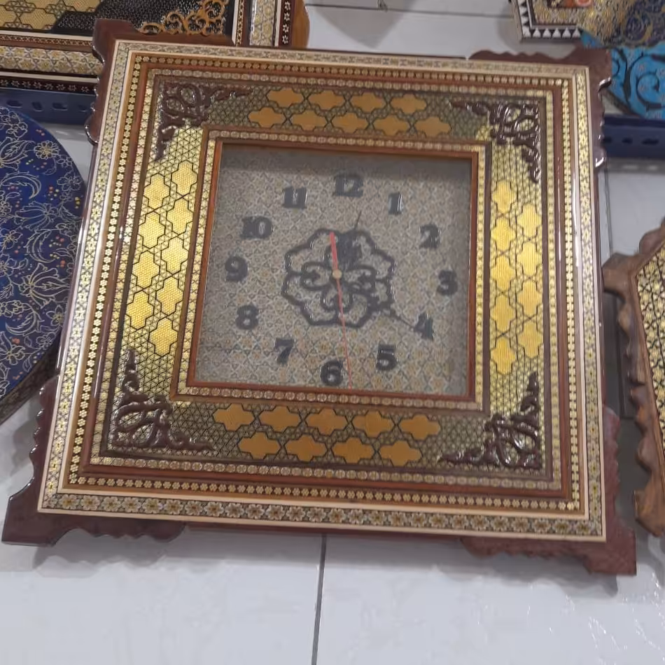 ساعت تمام خاتم کاری اعلا  مربع