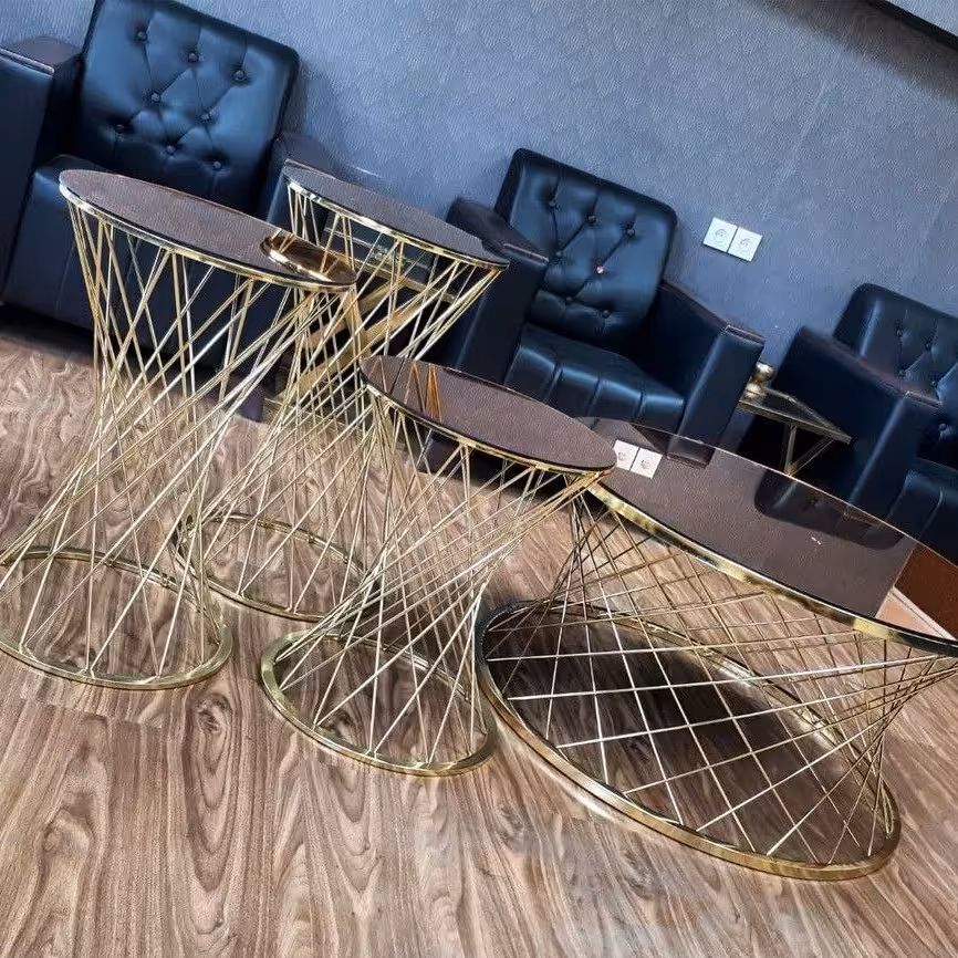 جلو مبلی فلزی و میز عسلی مدل بافت  سری چهار عددی 