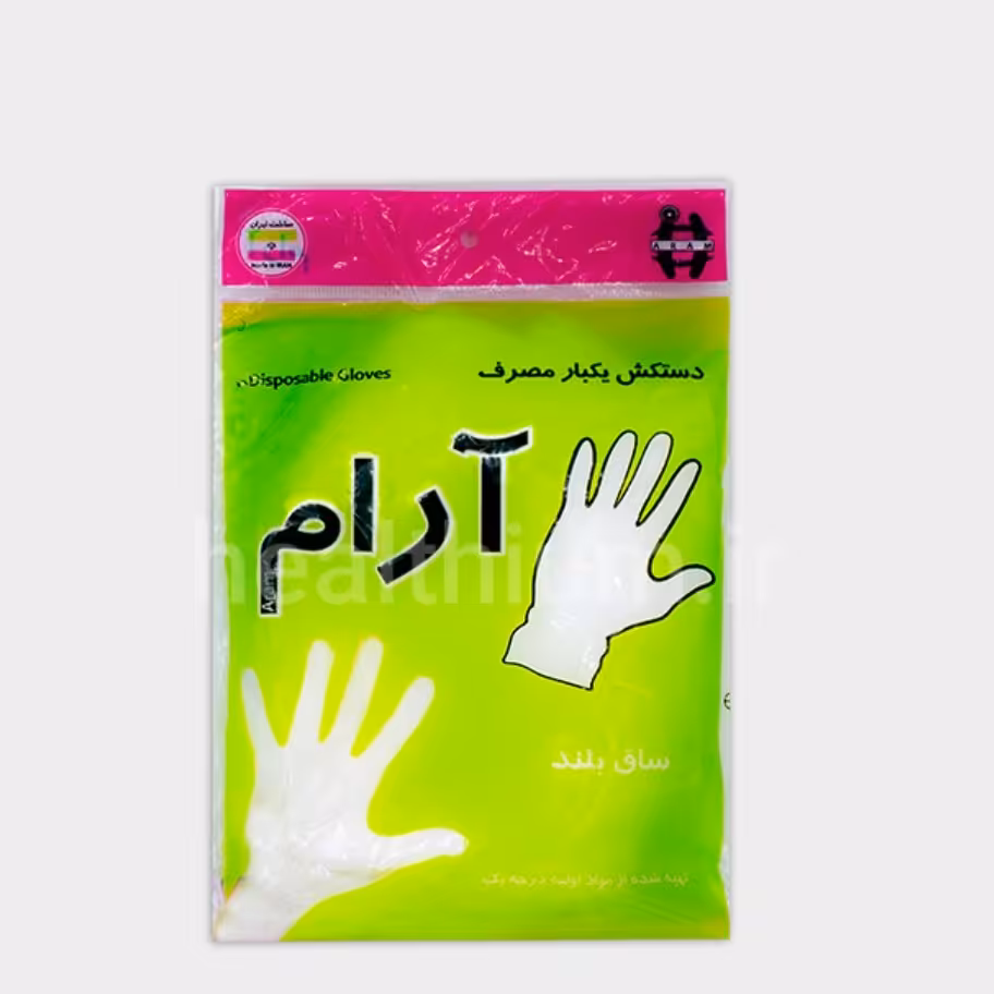 دستکش یکبارمصرف نایلونی 100 عدد دست کش مشمایی دستکش نایلونی یکبار مصرف دستکش فریزری انواع پیشبند آرایشگری موجوده