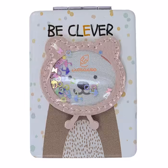 آینه مستطیلی جیبی (آرایشی) فانتزی طرح برجسته خرس قهوه ای 085