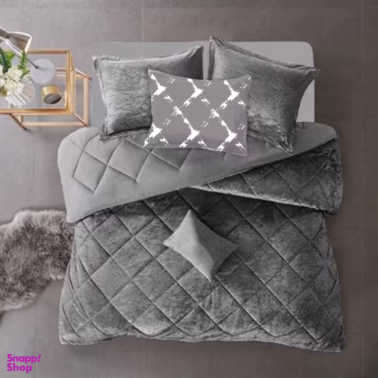 روتختی مینیمال دونفره مخمل طرح لوزی 7 تکه کد 124