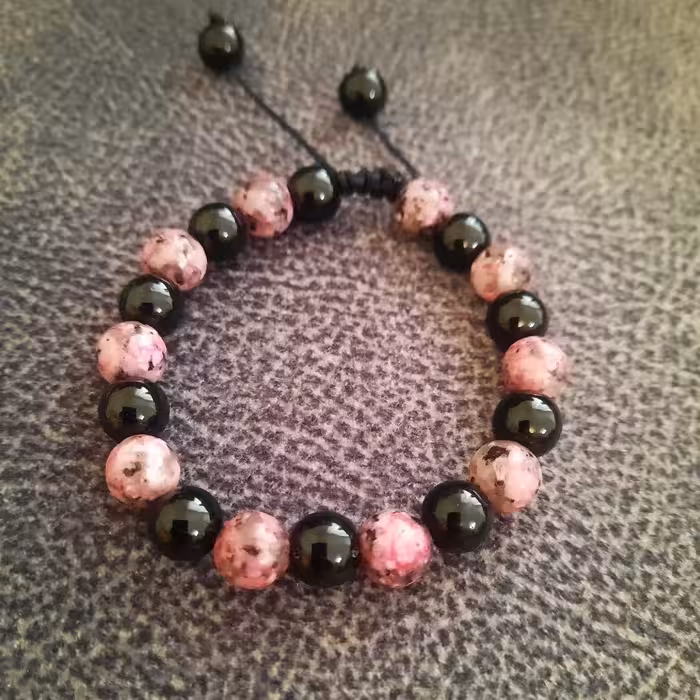 دستبند سنگ رودونیت و اونیکس 